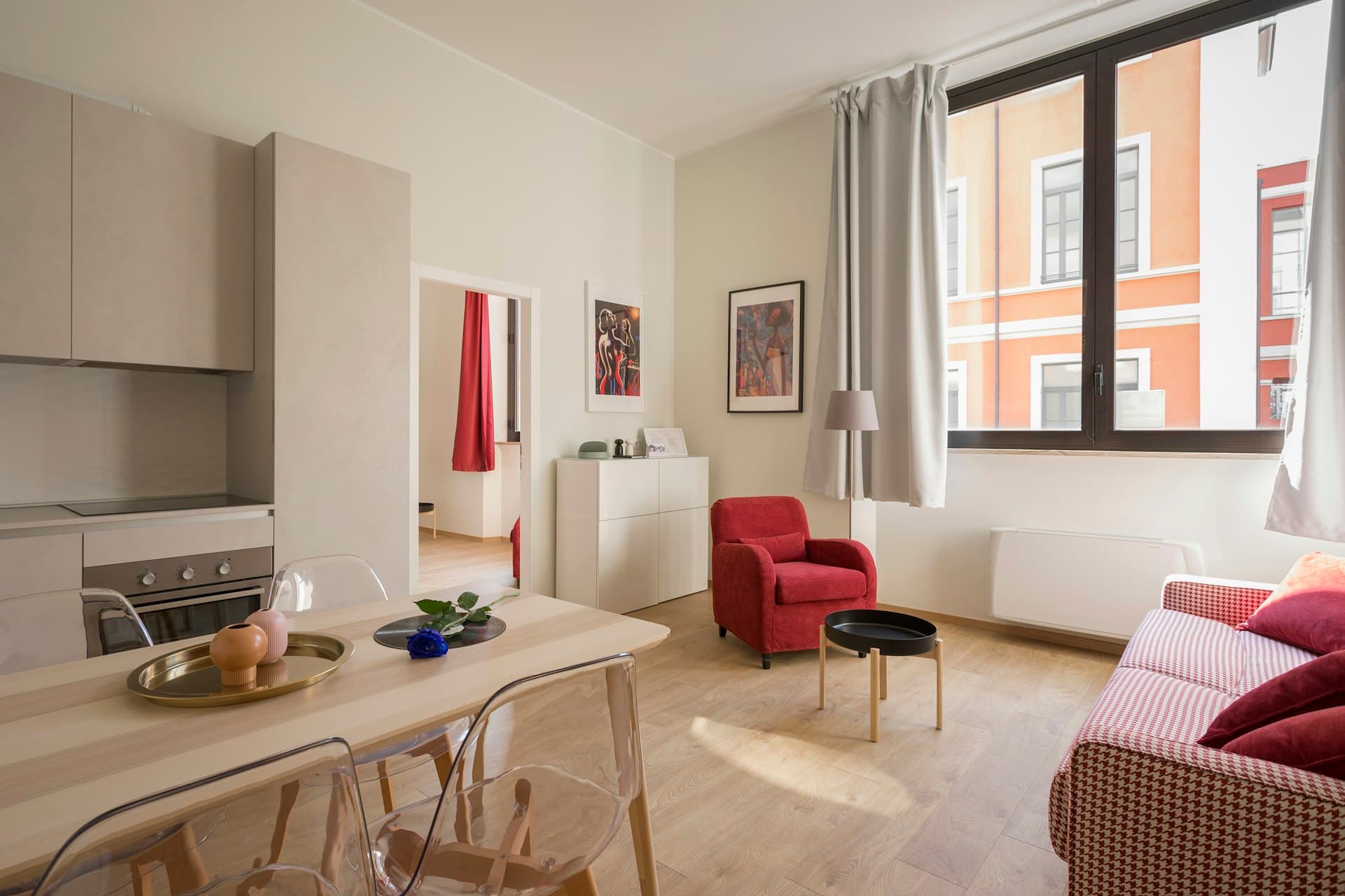 Bright living area of a holiday flat, ready to welcome guests